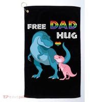 Free Dad Hugs Dinosaur Rainbow Lgbt Pride Month Fathers Day Gift Golf Towel thumb 0