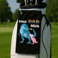 Free Dad Hugs Dinosaur Rainbow Lgbt Pride Month Fathers Day Gift Golf Towel thumb 2