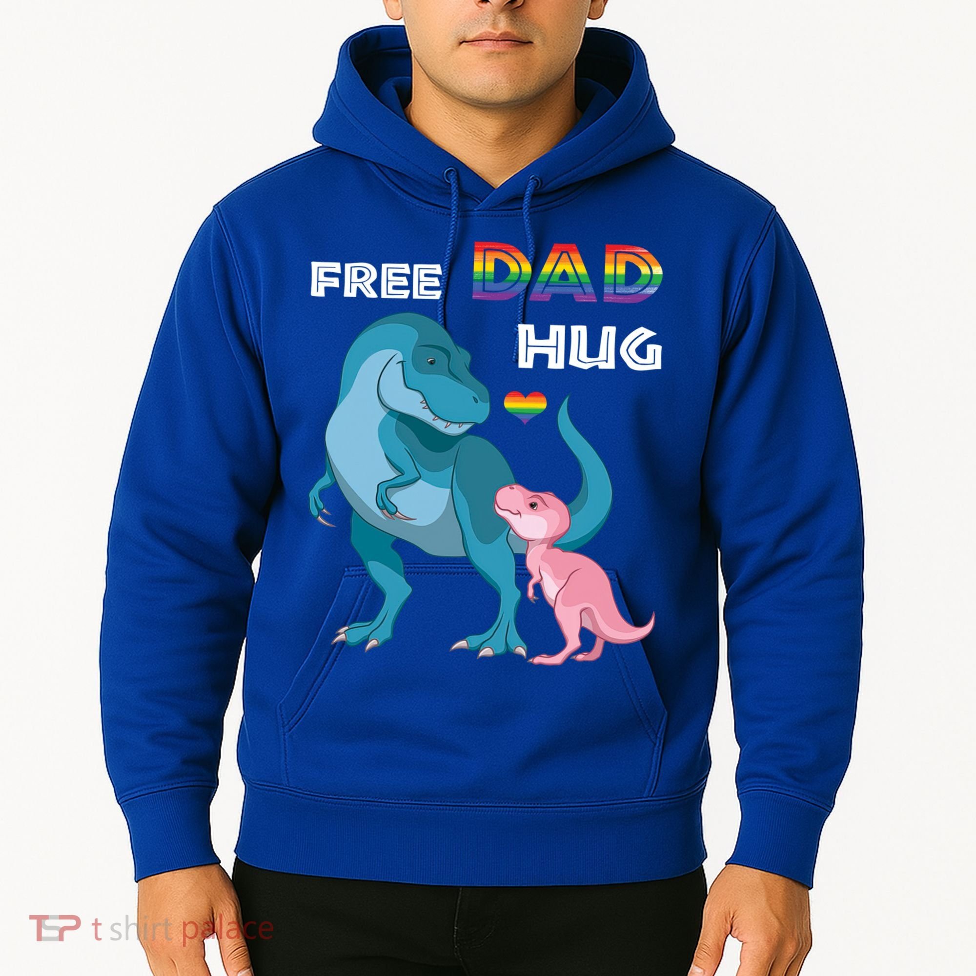 Free Dad Hugs Dinosaur Rainbow Lgbt Pride Month Fathers Day Gift Hoodie
