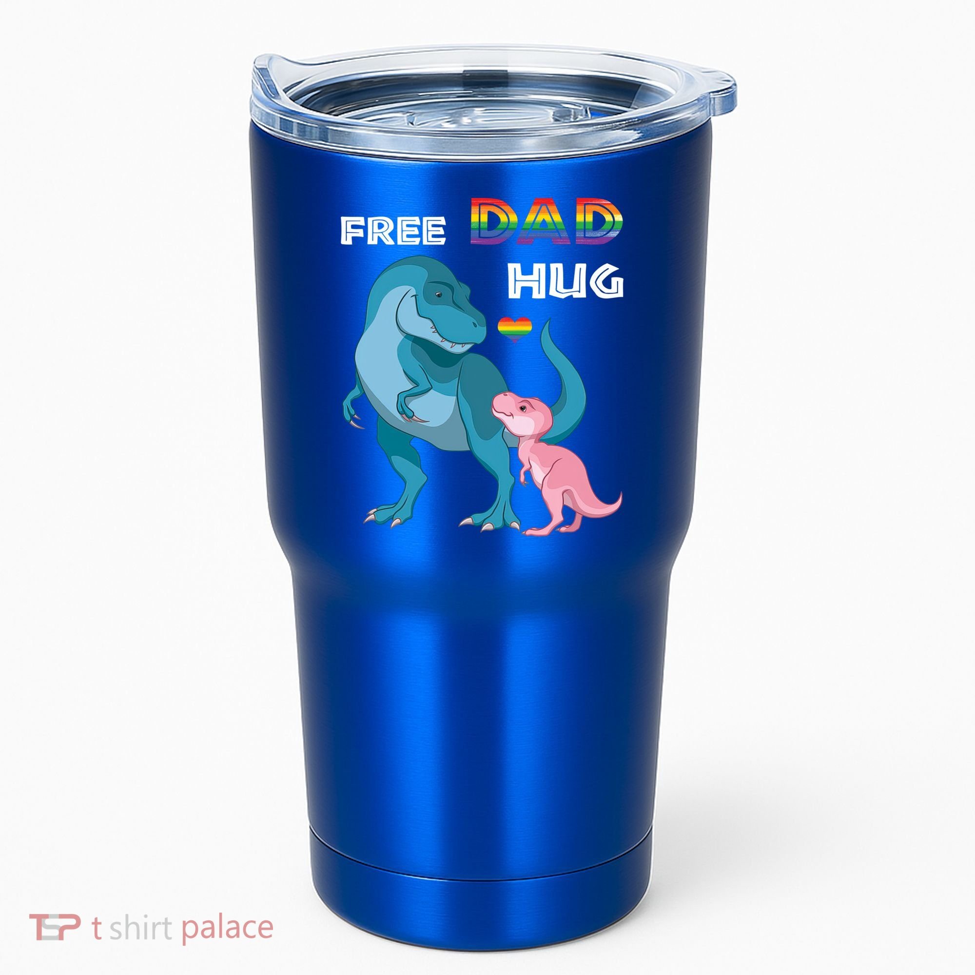 Free Dad Hugs Dinosaur Rainbow Lgbt Pride Month Fathers Day Gift Tumbler