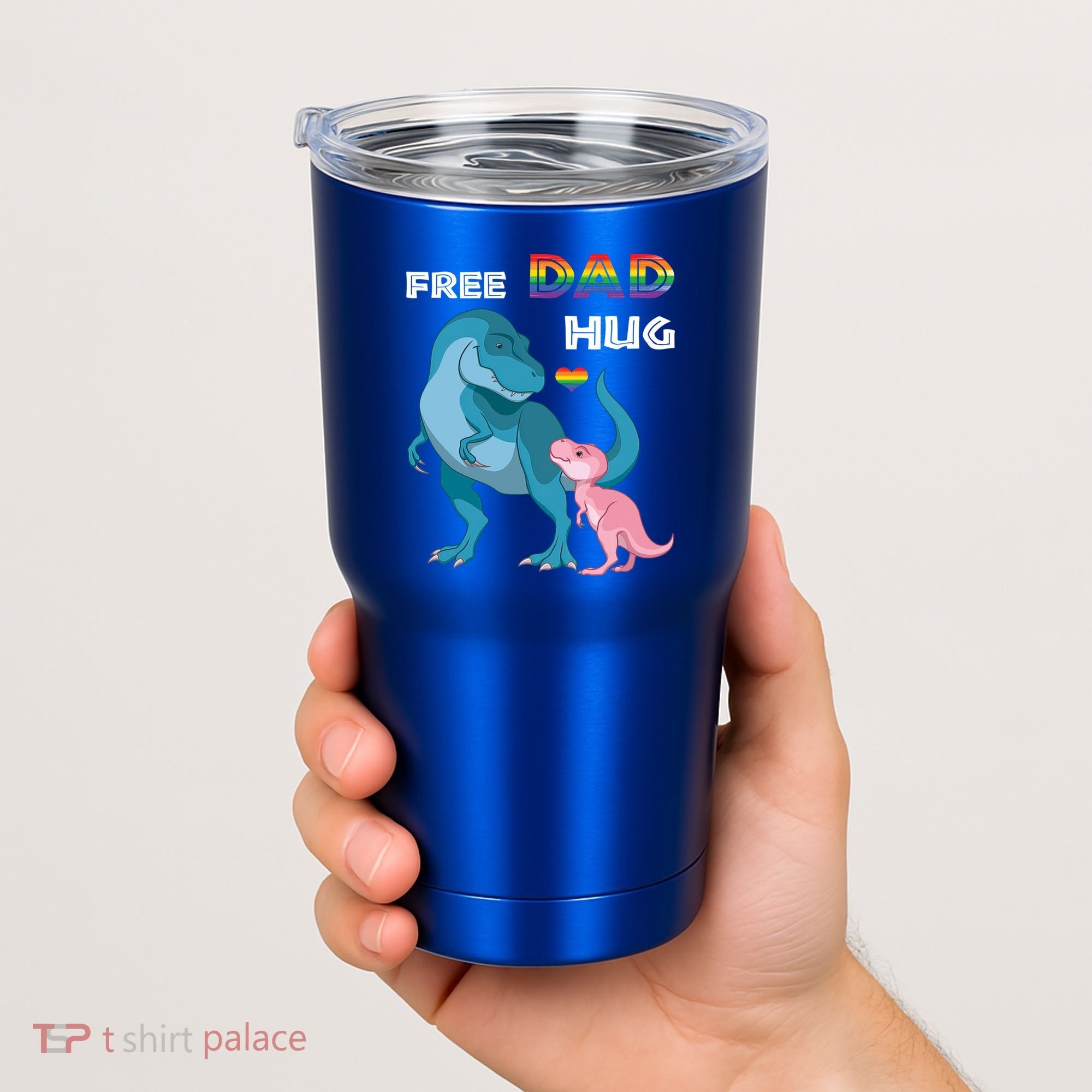 Free Dad Hugs Dinosaur Rainbow Lgbt Pride Month Fathers Day Gift Tumbler