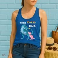 Free Dad Hugs Dinosaur Rainbow Lgbt Pride Month Fathers Day Gift Women's Tank Top thumb 2