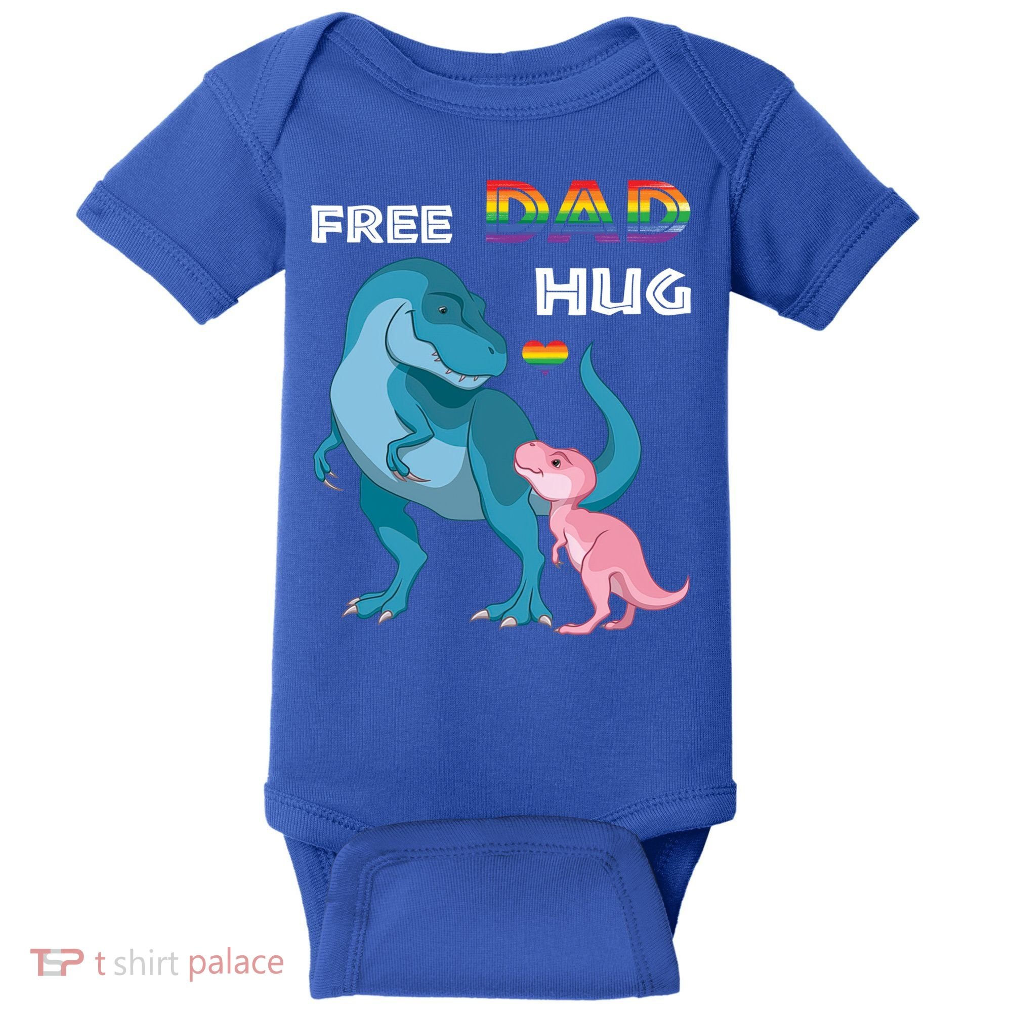 Free Dad Hugs Dinosaur Rainbow Lgbt Pride Month Fathers Day Gift Baby Bodysuit