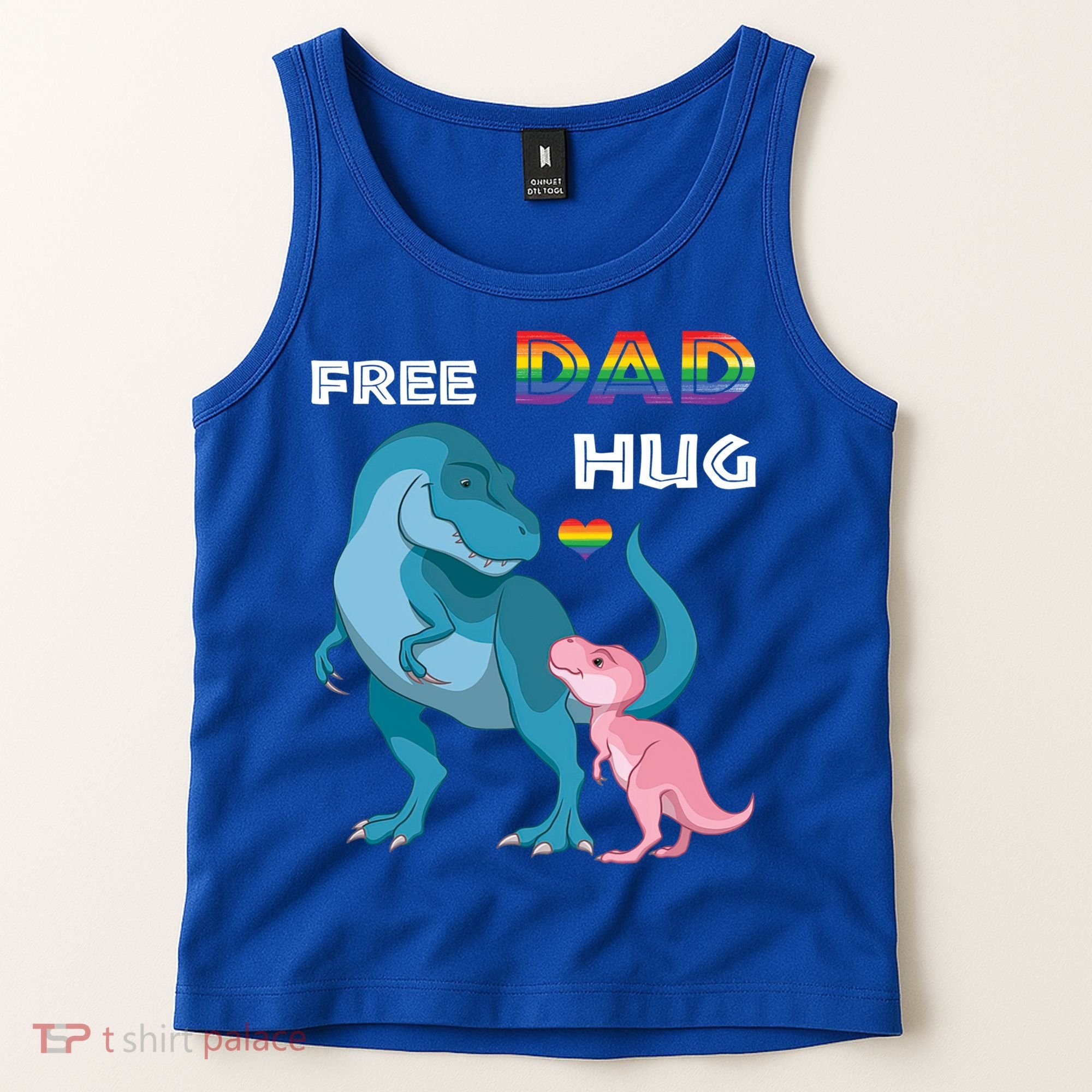 Free Dad Hugs Dinosaur Rainbow Lgbt Pride Month Fathers Day Gift Tank Top