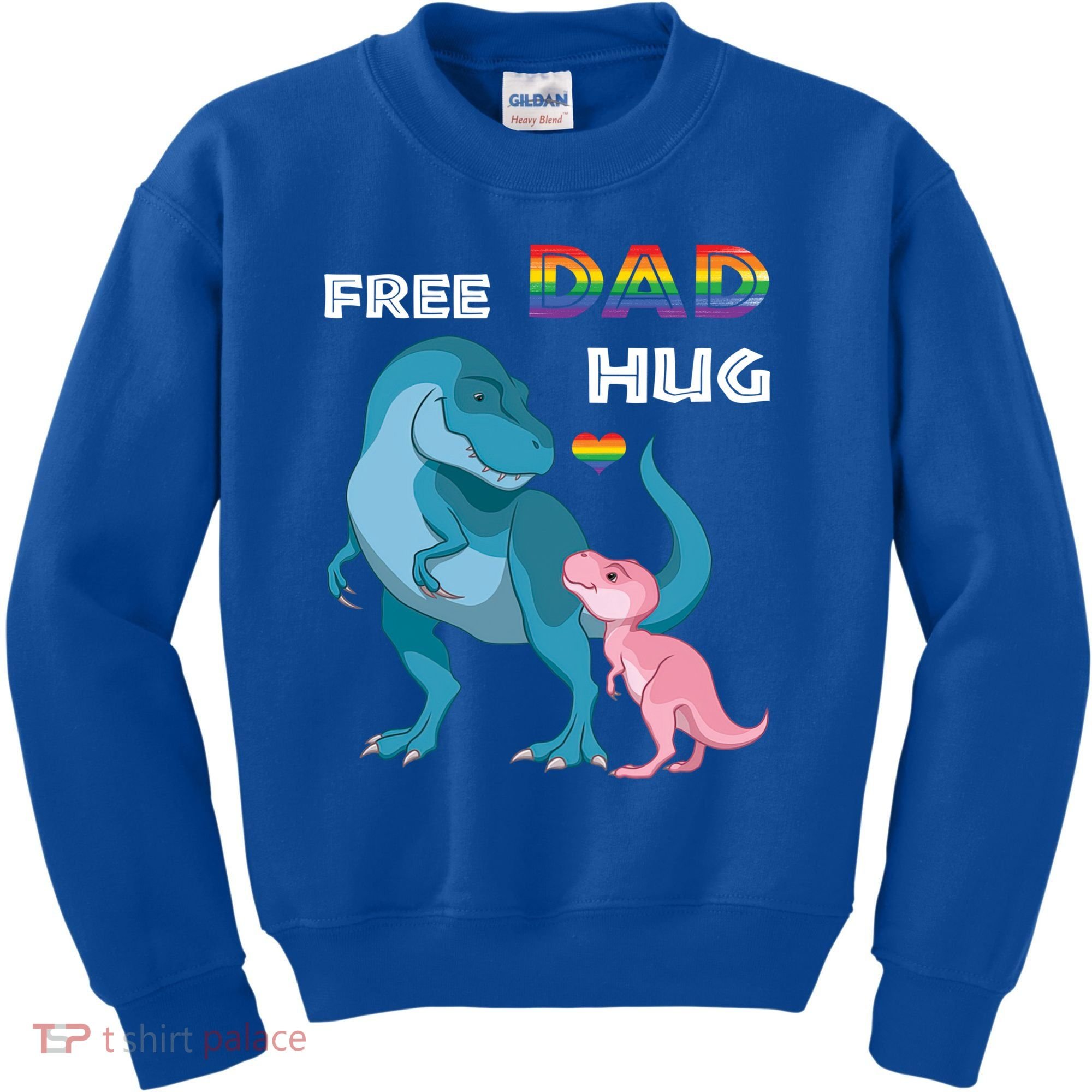 Free Dad Hugs Dinosaur Rainbow Lgbt Pride Month Fathers Day Gift Kids Sweatshirt