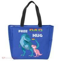 Free Dad Hugs Dinosaur Rainbow Lgbt Pride Month Fathers Day Gift Tote Bag thumb 0