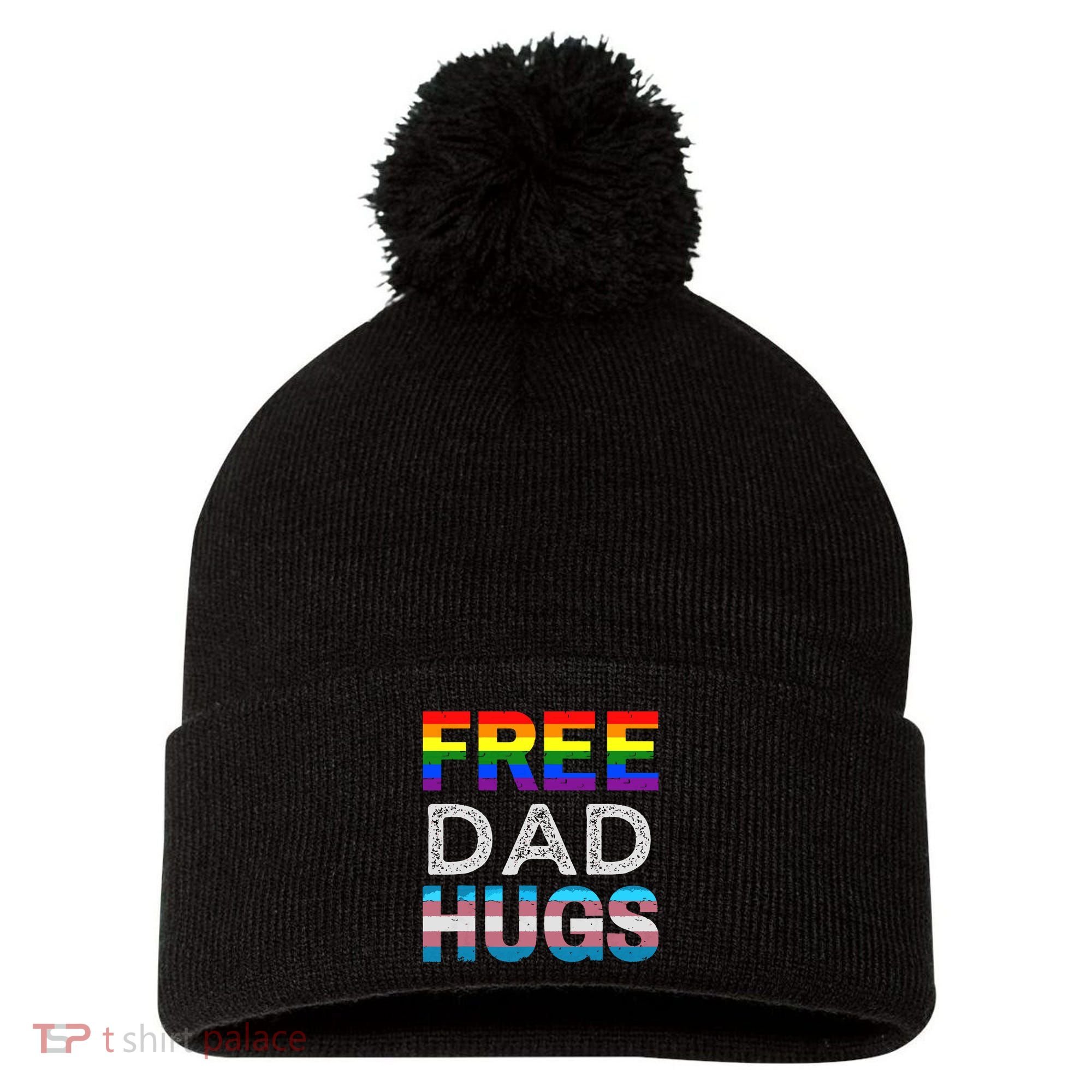 Free Dad Hugs Pride Month Proud Ally Pom Pom 12in Knit Beanie