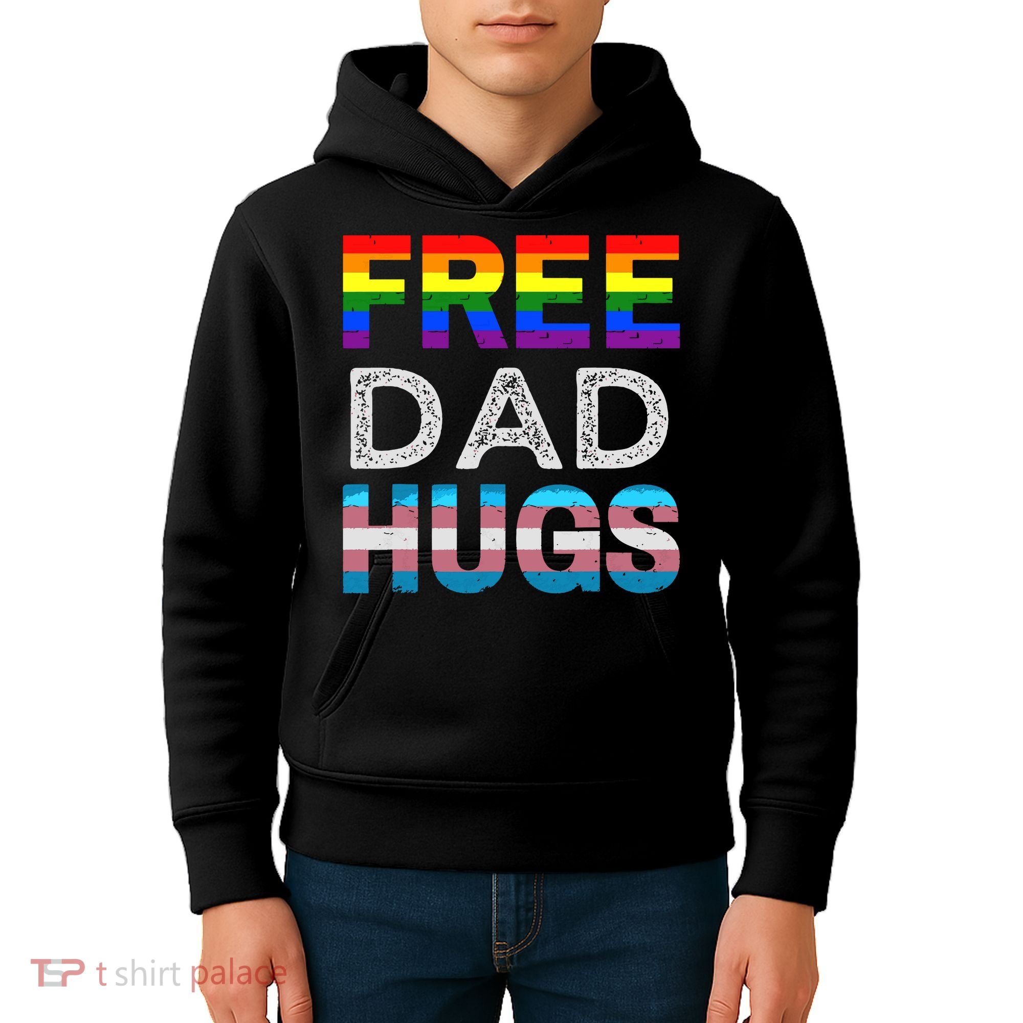 Free Dad Hugs Pride Month Proud Ally Kids Hoodie