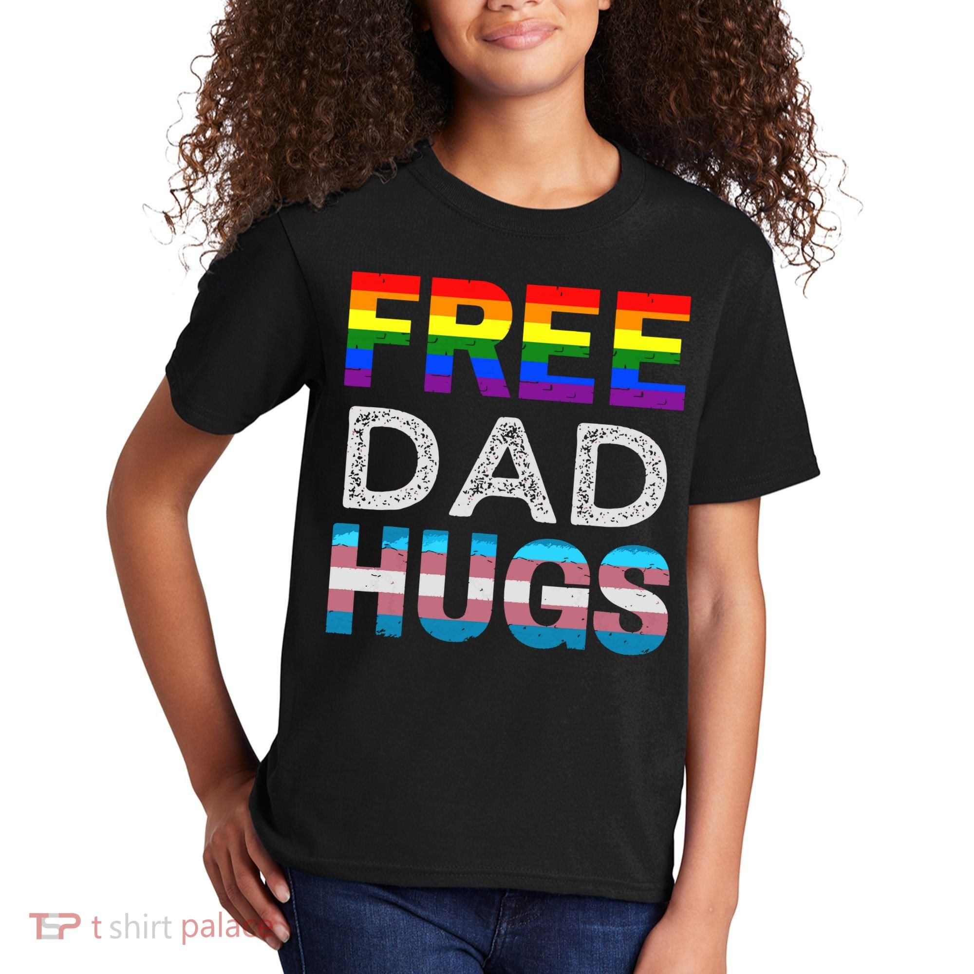 Free Dad Hugs Pride Month Proud Ally Kids T-Shirt