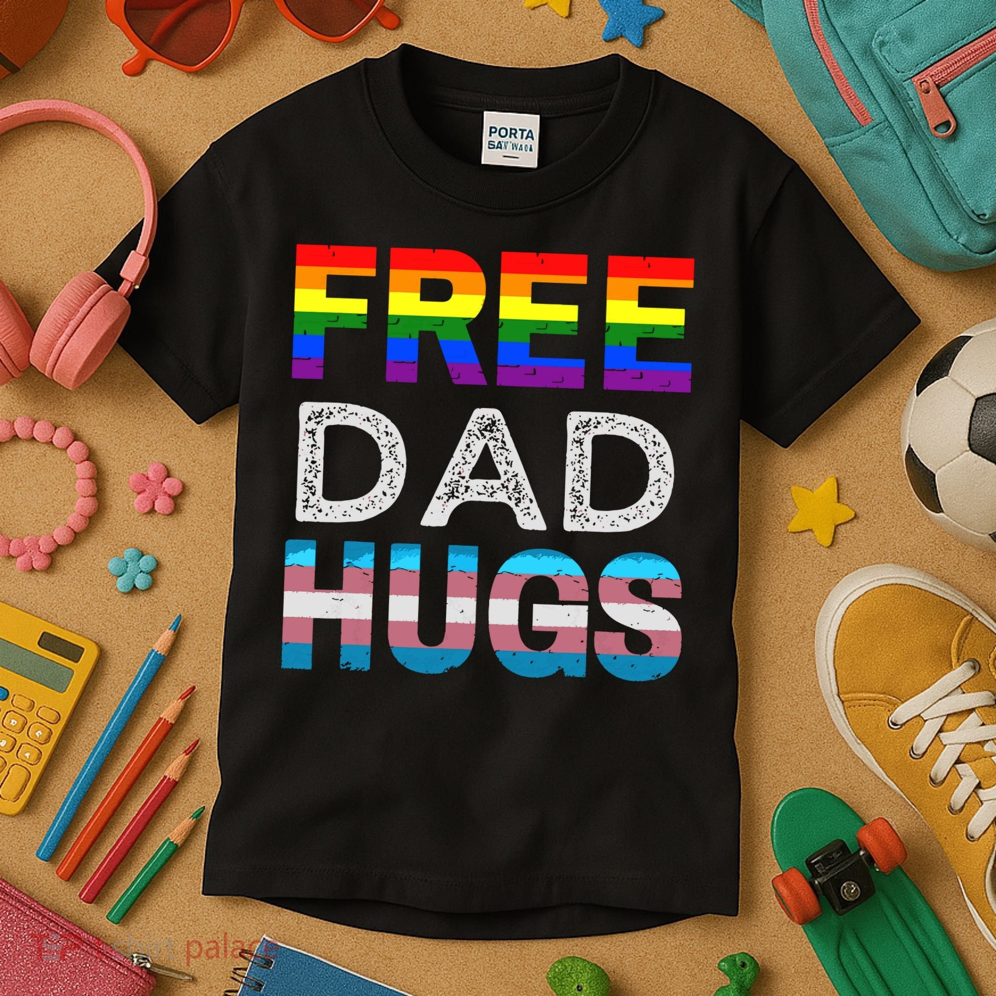 Free Dad Hugs Pride Month Proud Ally Kids T-Shirt