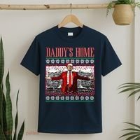 Funny DaddyS Home Trump Ugly Christmas Sweater Xmas Pajamas Sweatshirt T-Shirt thumb 2