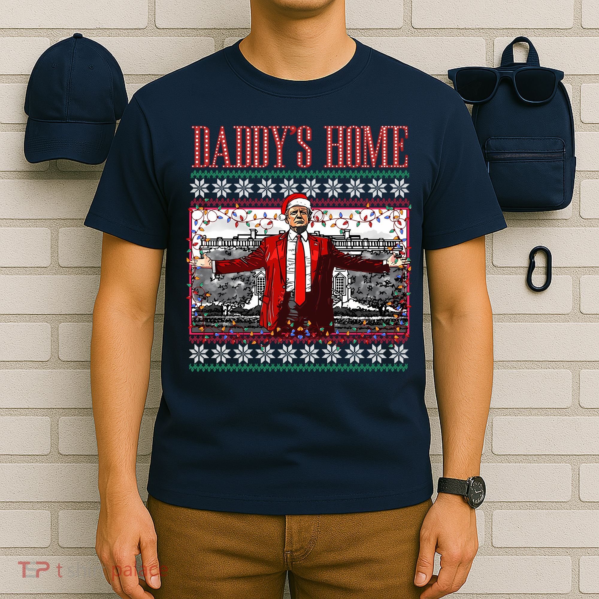 Funny DaddyS Home Trump Ugly Christmas Sweater Xmas Pajamas Sweatshirt T-Shirt