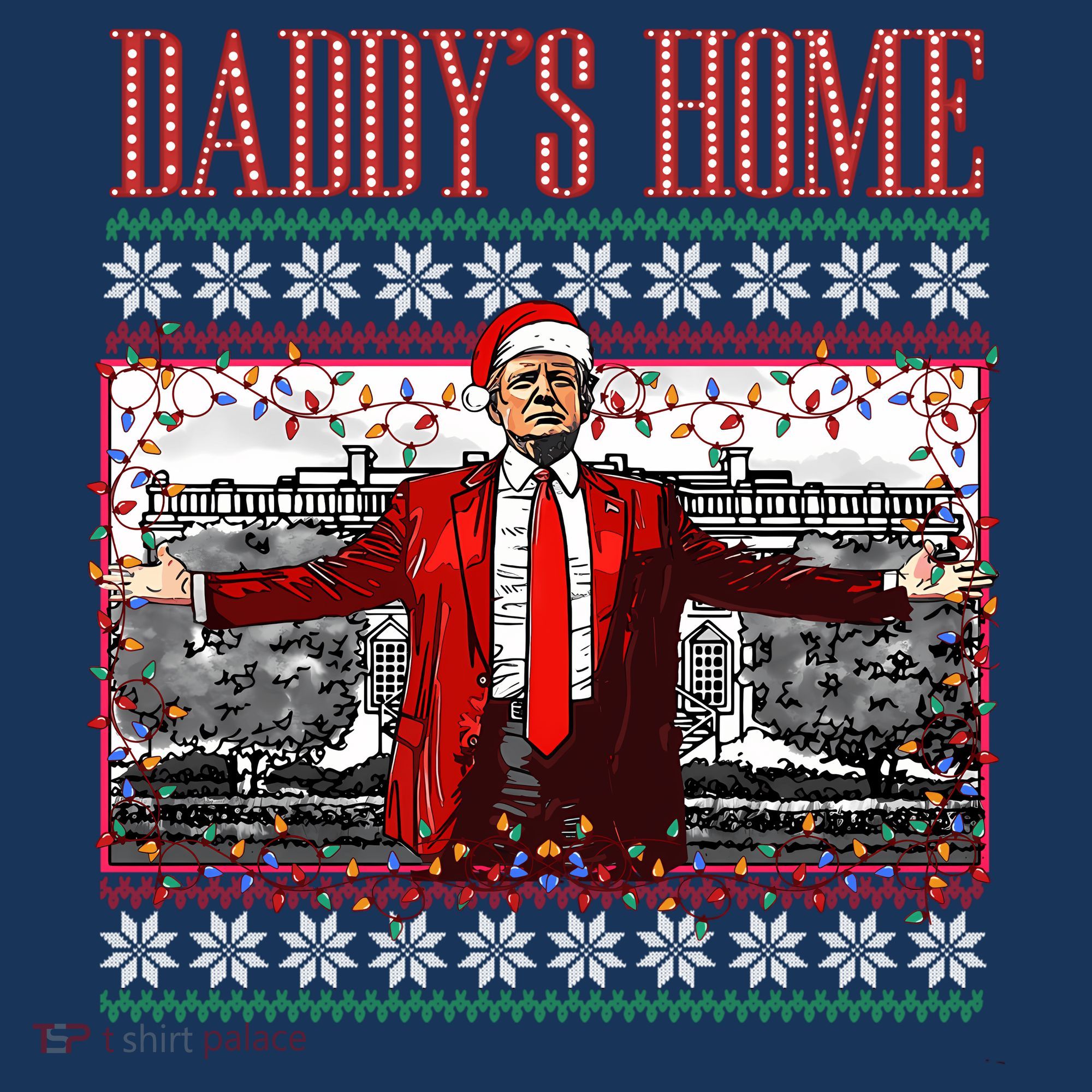 Funny DaddyS Home Trump Ugly Christmas Sweater Xmas Pajamas Sweatshirt Women's Tank Top