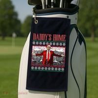 Funny DaddyS Home Trump Ugly Christmas Sweater Xmas Pajamas Sweatshirt Golf Towel thumb 2