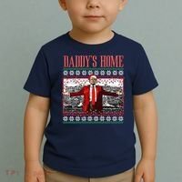 Funny DaddyS Home Trump Ugly Christmas Sweater Xmas Pajamas Sweatshirt Toddler T-Shirt thumb 2