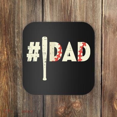 Fathers Day Hashtag Baseball Bat Dad Daddy Papa Sport Coaster