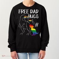 Free Dad Hugs LGBT Pride Dad Dinosaur Rex Proud Ally Women's Sweatshirt thumb 0