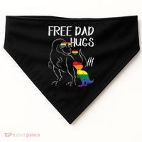 Free Dad Hugs LGBT Pride Dad Dinosaur Rex Proud Ally USA-Made Doggie Bandana thumb 0