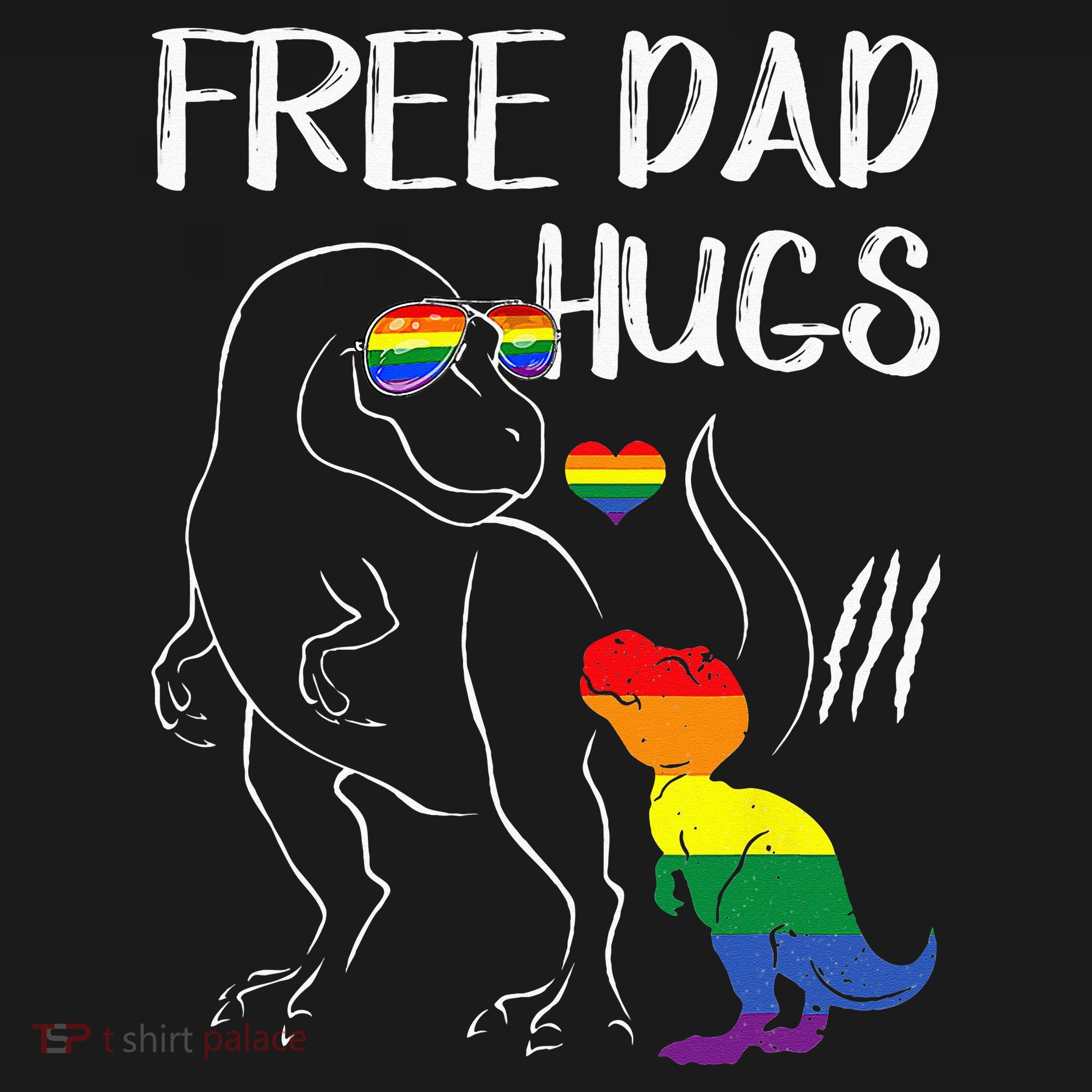 Free Dad Hugs LGBT Pride Dad Dinosaur Rex Proud Ally USA-Made Doggie Bandana