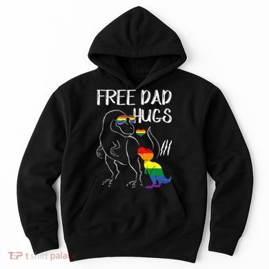 Free Dad Hugs LGBT Pride Dad Dinosaur Rex Proud Ally Hoodie