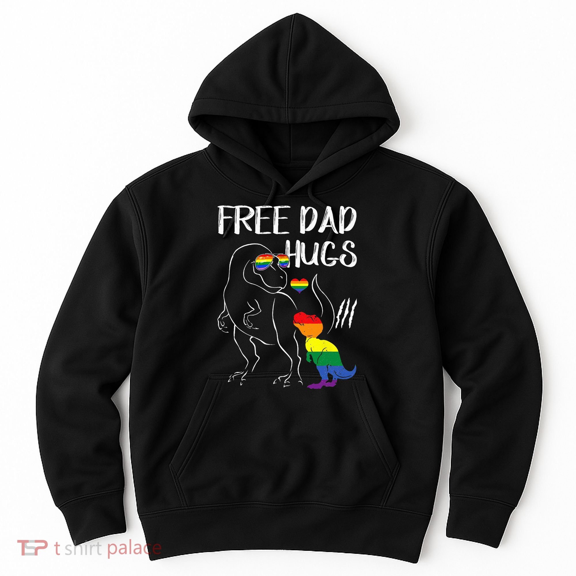 Free Dad Hugs LGBT Pride Dad Dinosaur Rex Proud Ally Hoodie