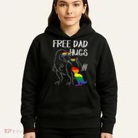 Free Dad Hugs LGBT Pride Dad Dinosaur Rex Proud Ally Hoodie thumb 5