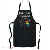 Free Dad Hugs LGBT Pride Dad Dinosaur Rex Proud Ally Apron thumb 0