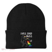 Free Dad Hugs LGBT Pride Dad Dinosaur Rex Proud Ally Beanie thumb 0