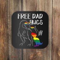 Free Dad Hugs LGBT Pride Dad Dinosaur Rex Proud Ally Coaster thumb 0