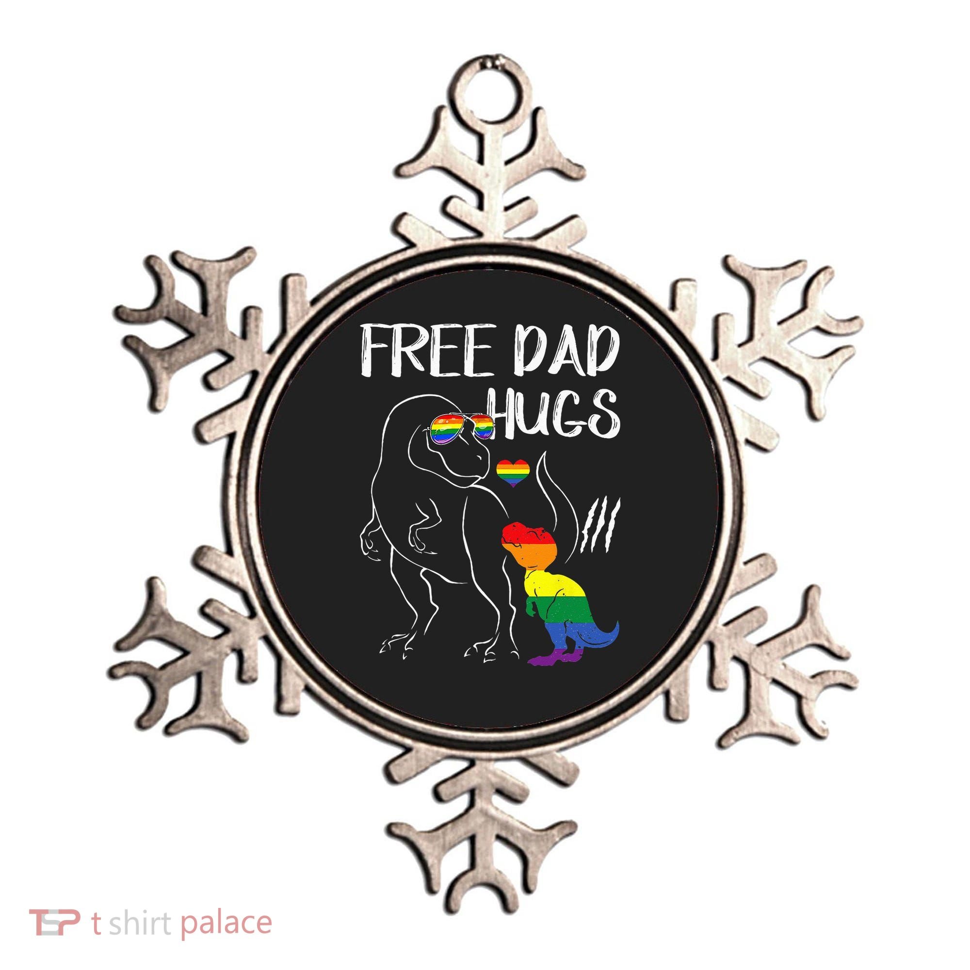 Free Dad Hugs LGBT Pride Dad Dinosaur Rex Proud Ally Ornament