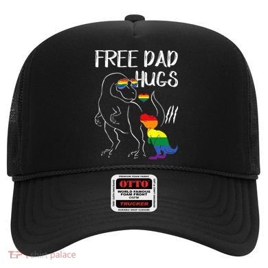 Free Dad Hugs LGBT Pride Dad Dinosaur Rex Proud Ally Hat
