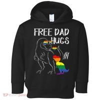 Free Dad Hugs LGBT Pride Dad Dinosaur Rex Proud Ally Toddler Hoodie thumb 0