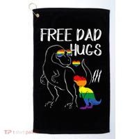 Free Dad Hugs LGBT Pride Dad Dinosaur Rex Proud Ally Golf Towel thumb 0