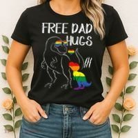 Free Dad Hugs LGBT Pride Dad Dinosaur Rex Proud Ally Women's T-Shirt thumb 2