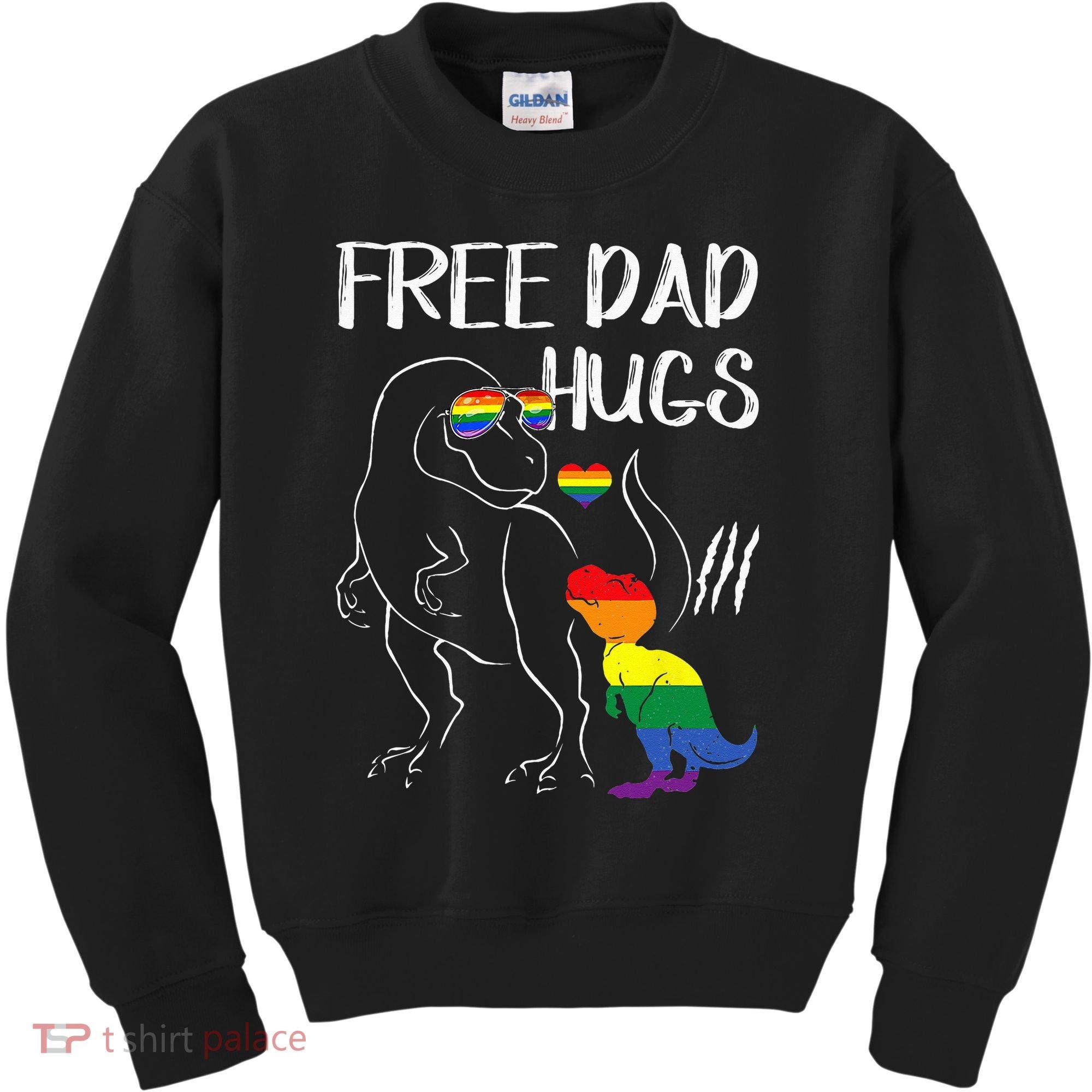 Free Dad Hugs LGBT Pride Dad Dinosaur Rex Proud Ally Kids Sweatshirt