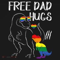 Free Dad Hugs LGBT Pride Dad Dinosaur Rex Proud Ally Kids Sweatshirt thumb 2