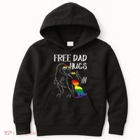 Free Dad Hugs LGBT Pride Dad Dinosaur Rex Proud Ally Kids Hoodie thumb 0