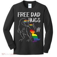 Free Dad Hugs LGBT Pride Dad Dinosaur Rex Proud Ally Kids Long Sleeve Shirt thumb 0