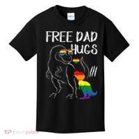 Free Dad Hugs LGBT Pride Dad Dinosaur Rex Proud Ally Kids T-Shirt thumb 0
