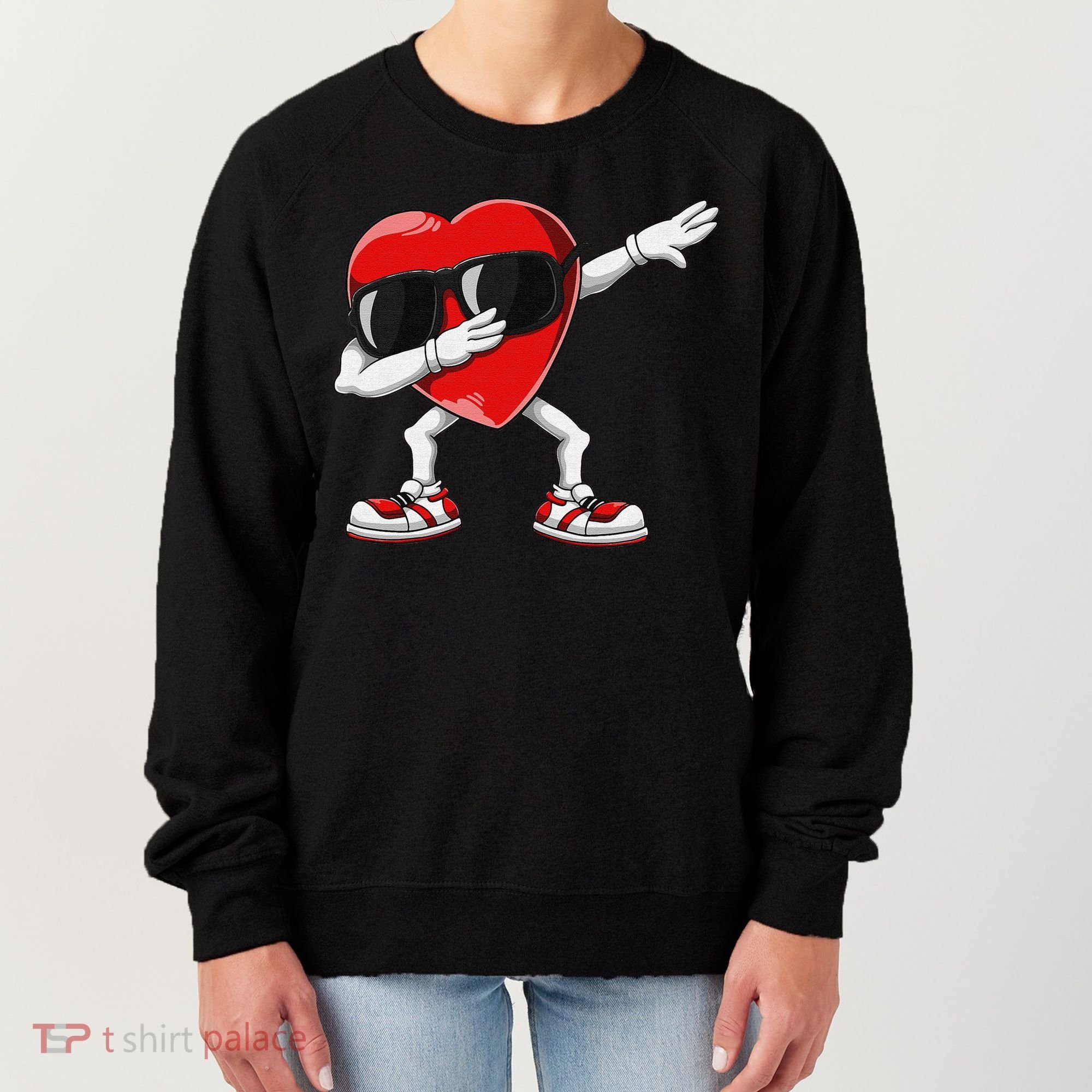 Funny Dabbing Heart gift for Valentines Day Women's Sweatshirt