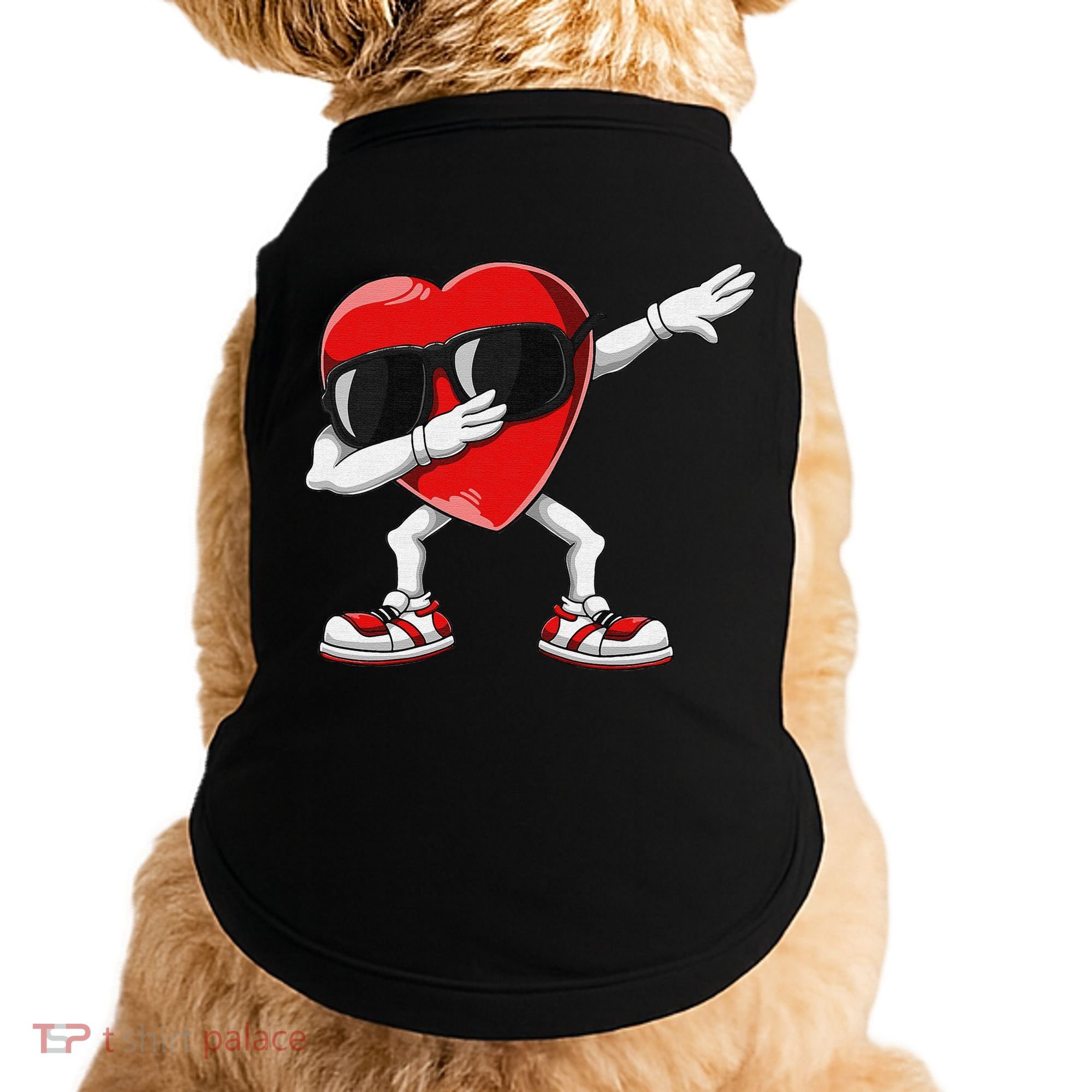 Funny Dabbing Heart gift for Valentines Day Doggie Tank