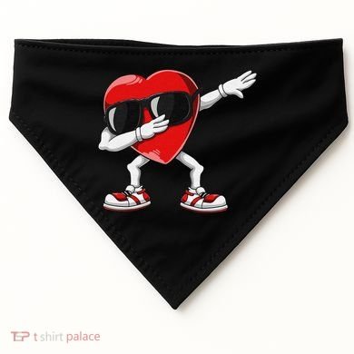 Funny Dabbing Heart gift for Valentines Day USA-Made Doggie Bandana