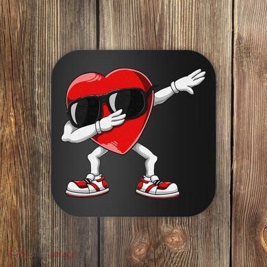 Funny Dabbing Heart gift for Valentines Day Coaster