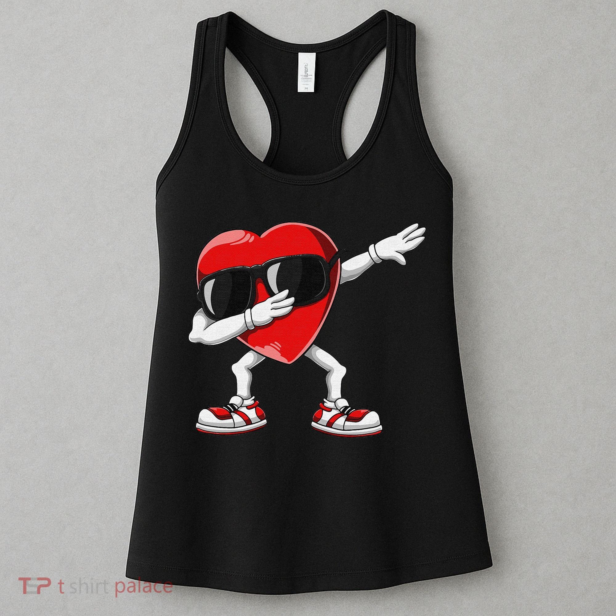 Funny Dabbing Heart gift for Valentines Day Women's Tank Top