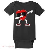 Funny Dabbing Heart gift for Valentines Day Baby Bodysuit thumb 0