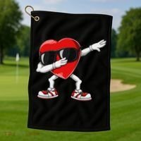 Funny Dabbing Heart gift for Valentines Day Golf Towel thumb 1