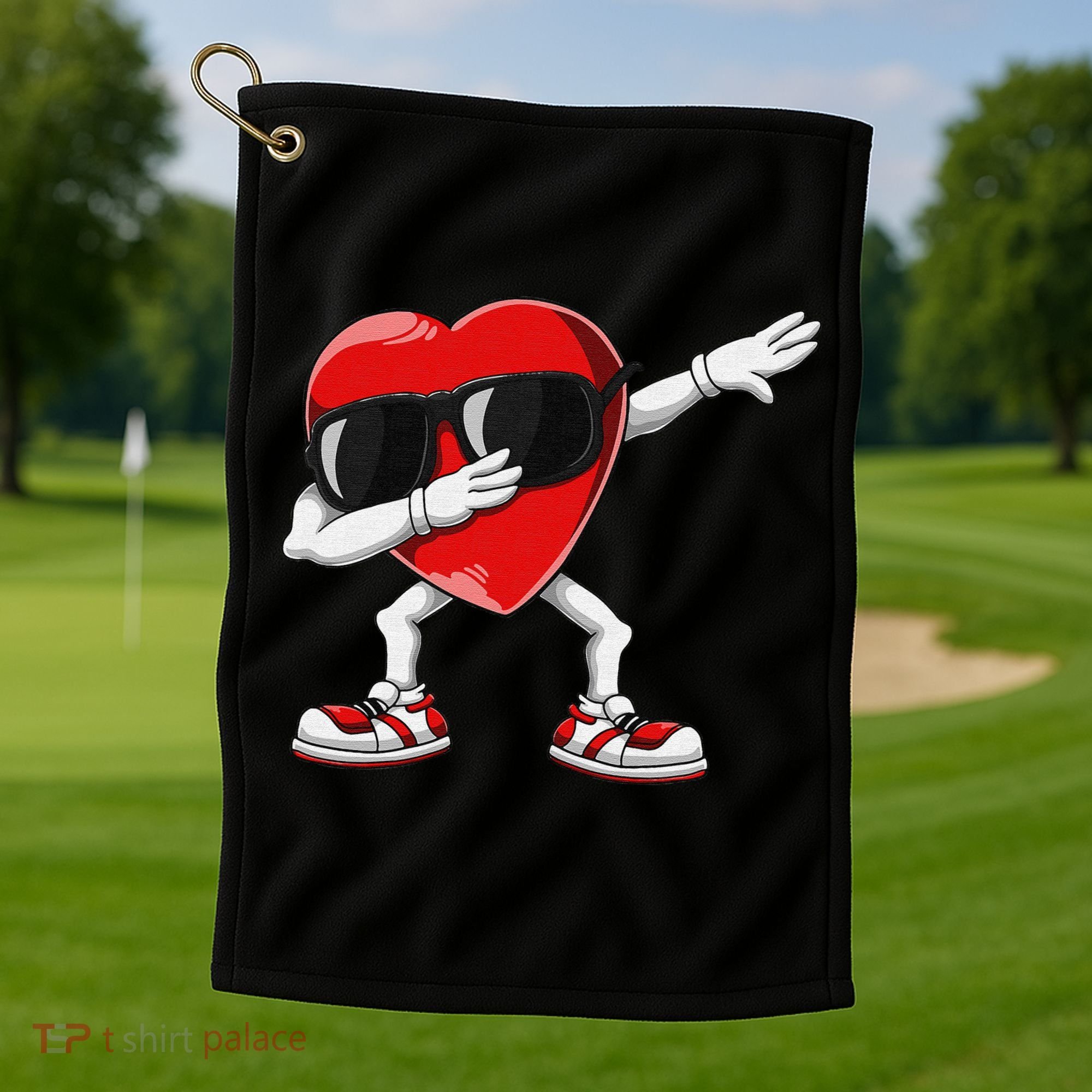 Funny Dabbing Heart gift for Valentines Day Golf Towel