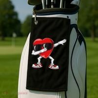 Funny Dabbing Heart gift for Valentines Day Golf Towel thumb 2