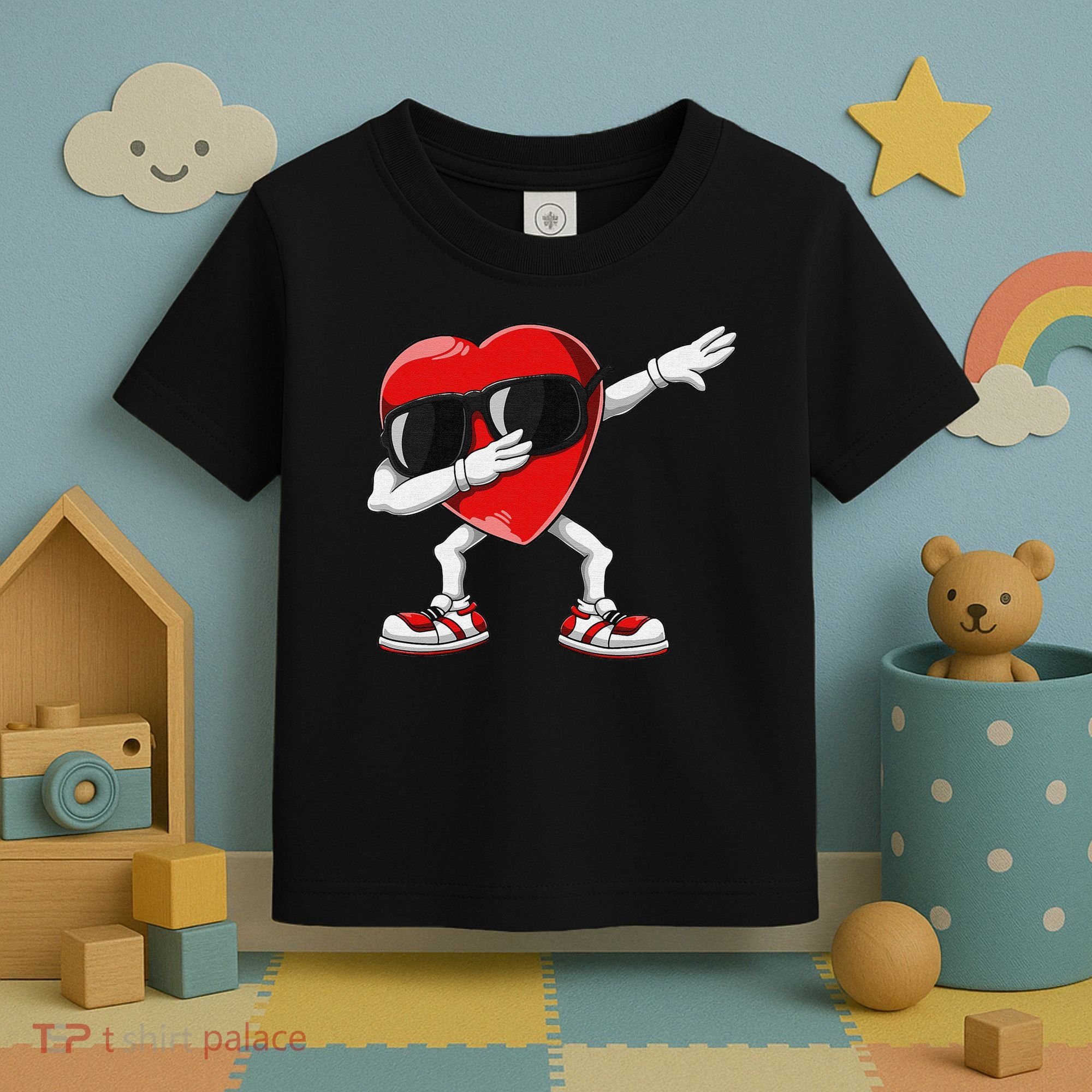 Funny Dabbing Heart gift for Valentines Day Toddler T-Shirt