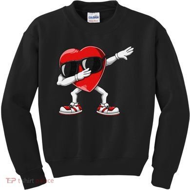Funny Dabbing Heart gift for Valentines Day Kids Sweatshirt